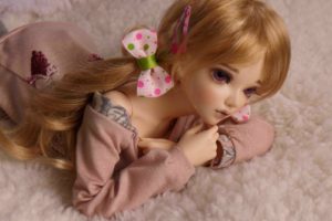 Cute Purple eyes and brown hair doll