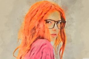 Girl Red Hair Watercolor