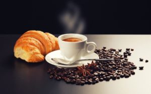 Saucer Coffee Smoke Grain Spoon cappuccino Foam Table Croissant Star anise Cinnamon 1680×1050