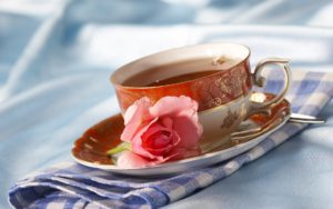 Tea, Cup, Napkin, Rose, Flower, Tea party