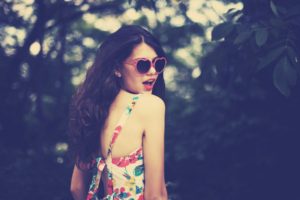 Brunette Sunglasses Dress Model Photo shoot