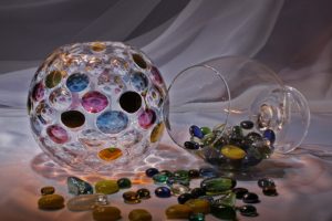 Stones Vase Colored Glass Balls