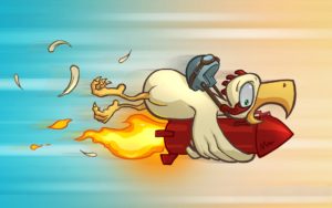 Chicken Flying Explosion Fire Drawing Fear