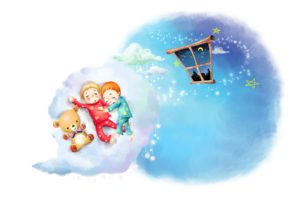 Drawing Clouds Kids Sleep Childhood Pajamas Window Month Stars Teddy bear