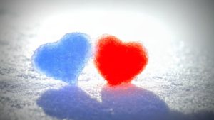 Blue Red Snow Hearts Wallpapers