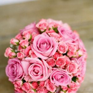 Pink Bouquet of Flowers on Table