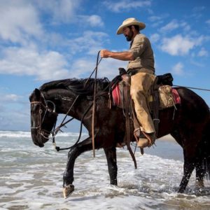 beach cowboy horse