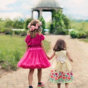 Children Wearing Pink Ball Dress