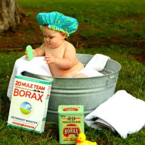 Shirtless Baby Boy in Galvanized Tub