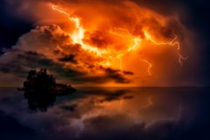 Sunset Dusk Lightning Storm