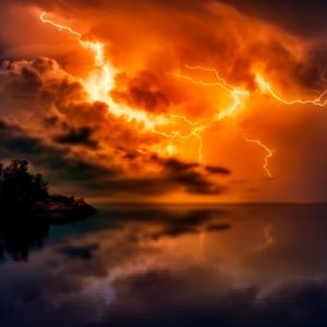Sunset Dusk Lightning Storm