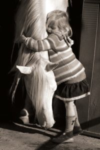 Hug Girl Love Horse Grey Kid