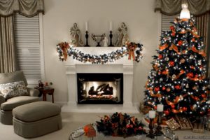 Decorated Christmas Fireplace and Tree HD Wallpapers