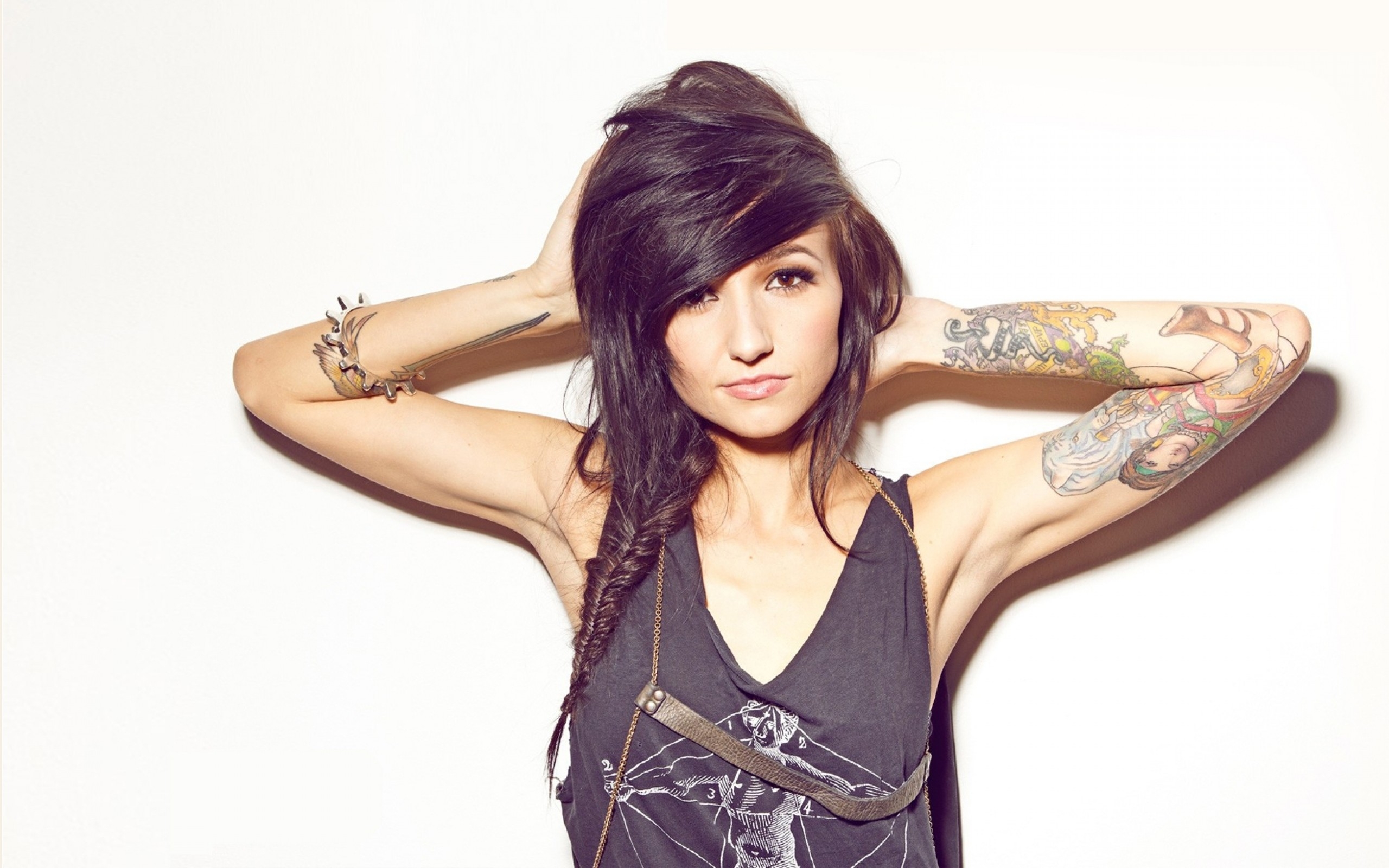 Girl, Brunette, Style, Hand, Tattoos, Charm, Swag HD Wallpapers