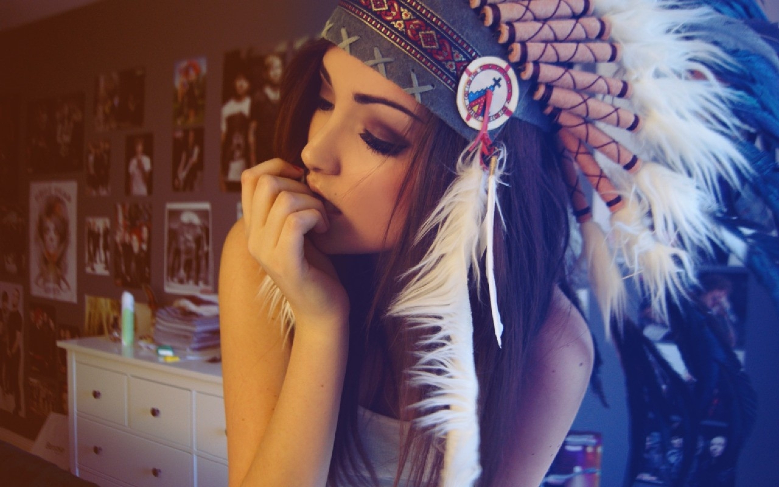 Girl, Indian, Hat, Brunette