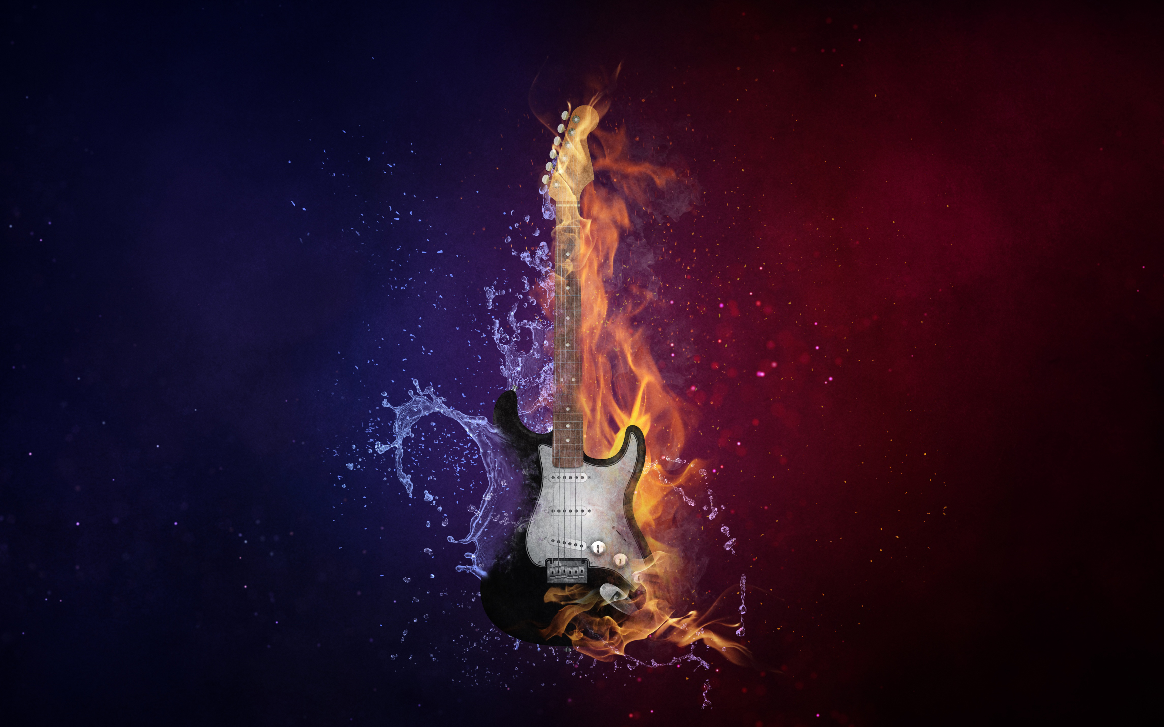 Guitar Fire & Cold 5K Wallpapers