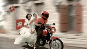 Pizza hut ad, Motorcycle, People, Speed