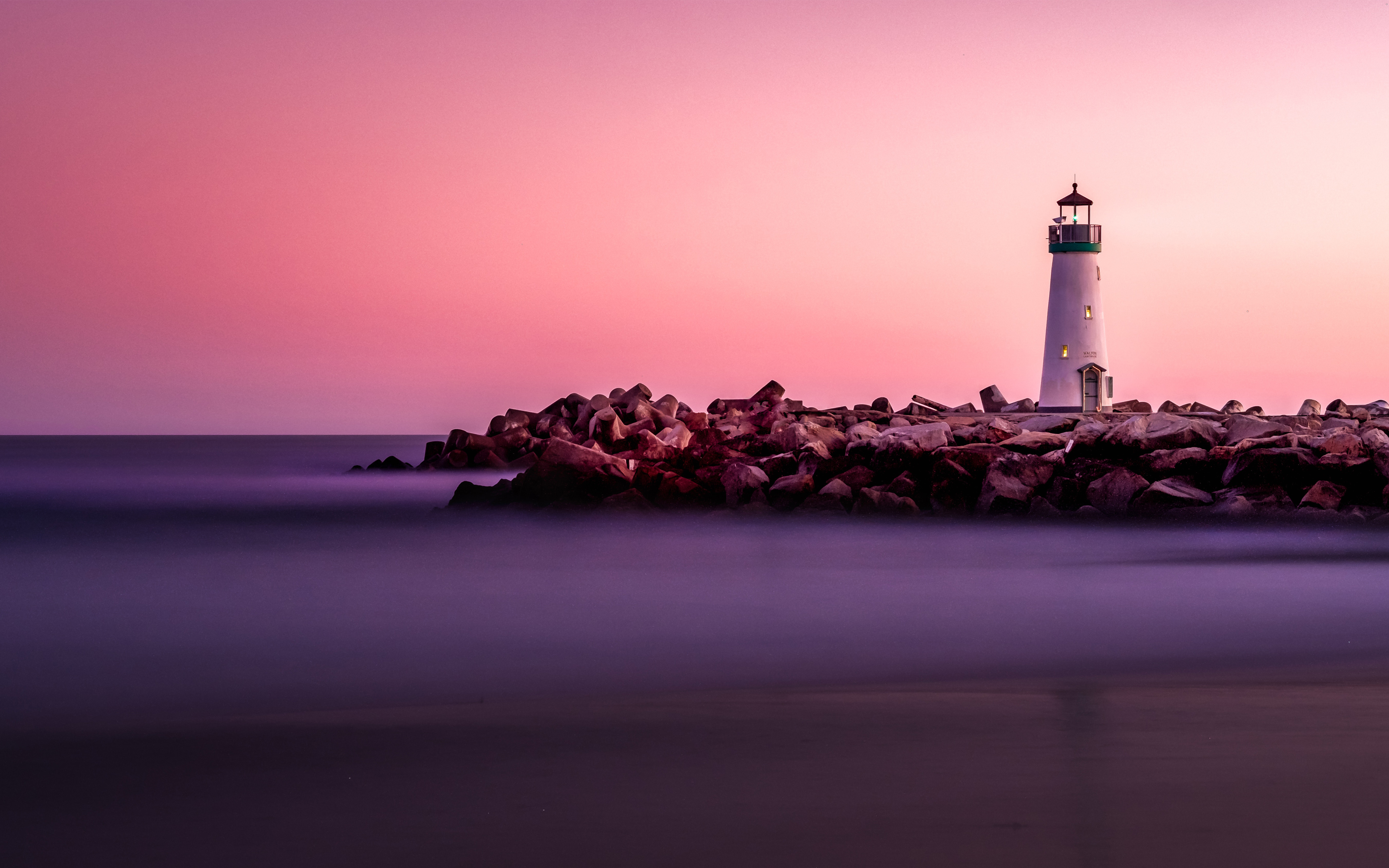 Lighthouse Sunset 5K Wallpapers