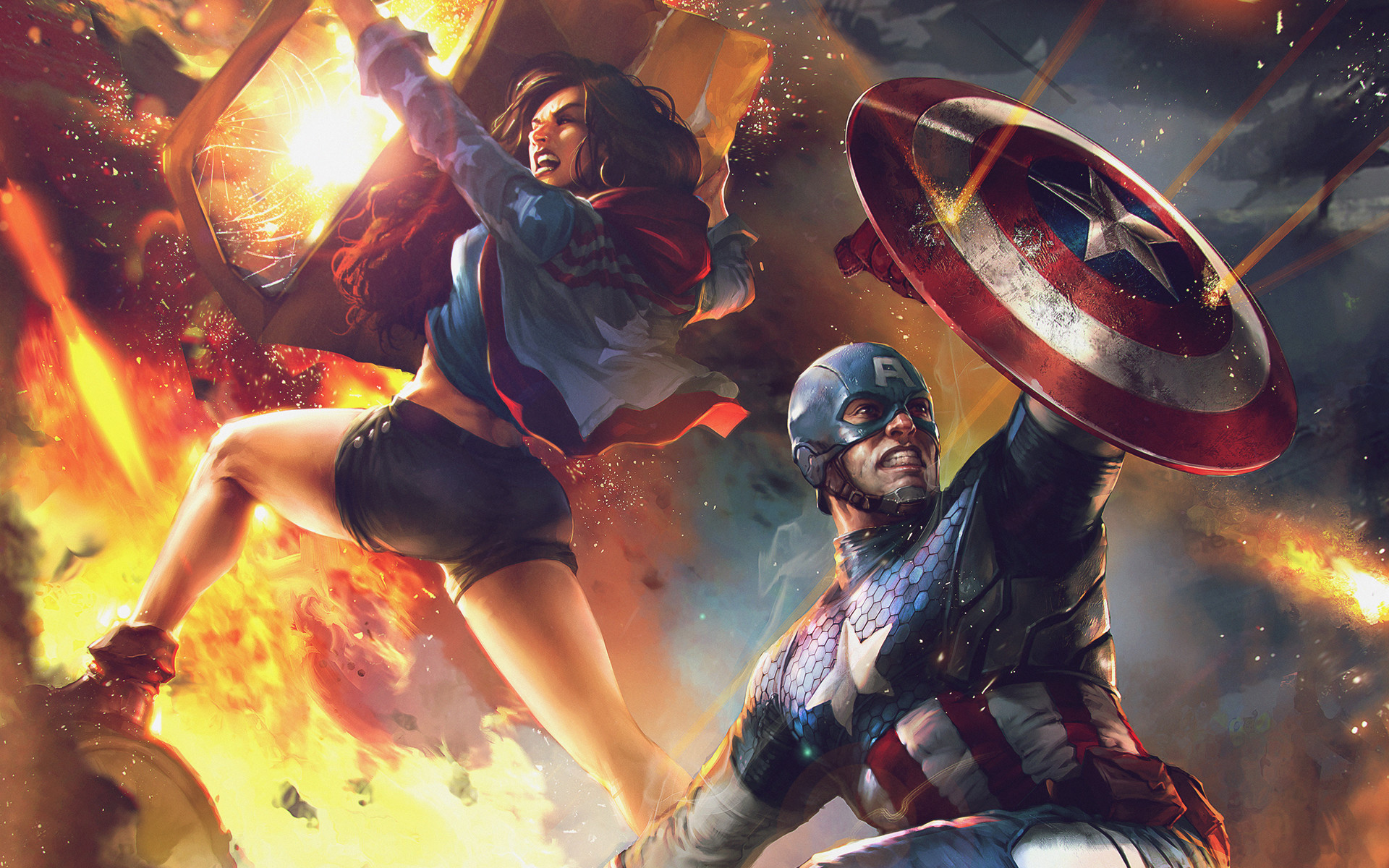 America Chavez and Captain America Artwork Wallpapers