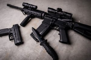 AK 47 Pistol and Knife Black Weapons HD Wallpaper