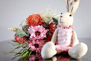 Beige Bunny Plush Toy With Pink Cloth HD Wallpapers