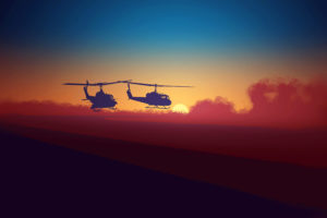 Military Choppers Sunset 5K Wallpapers