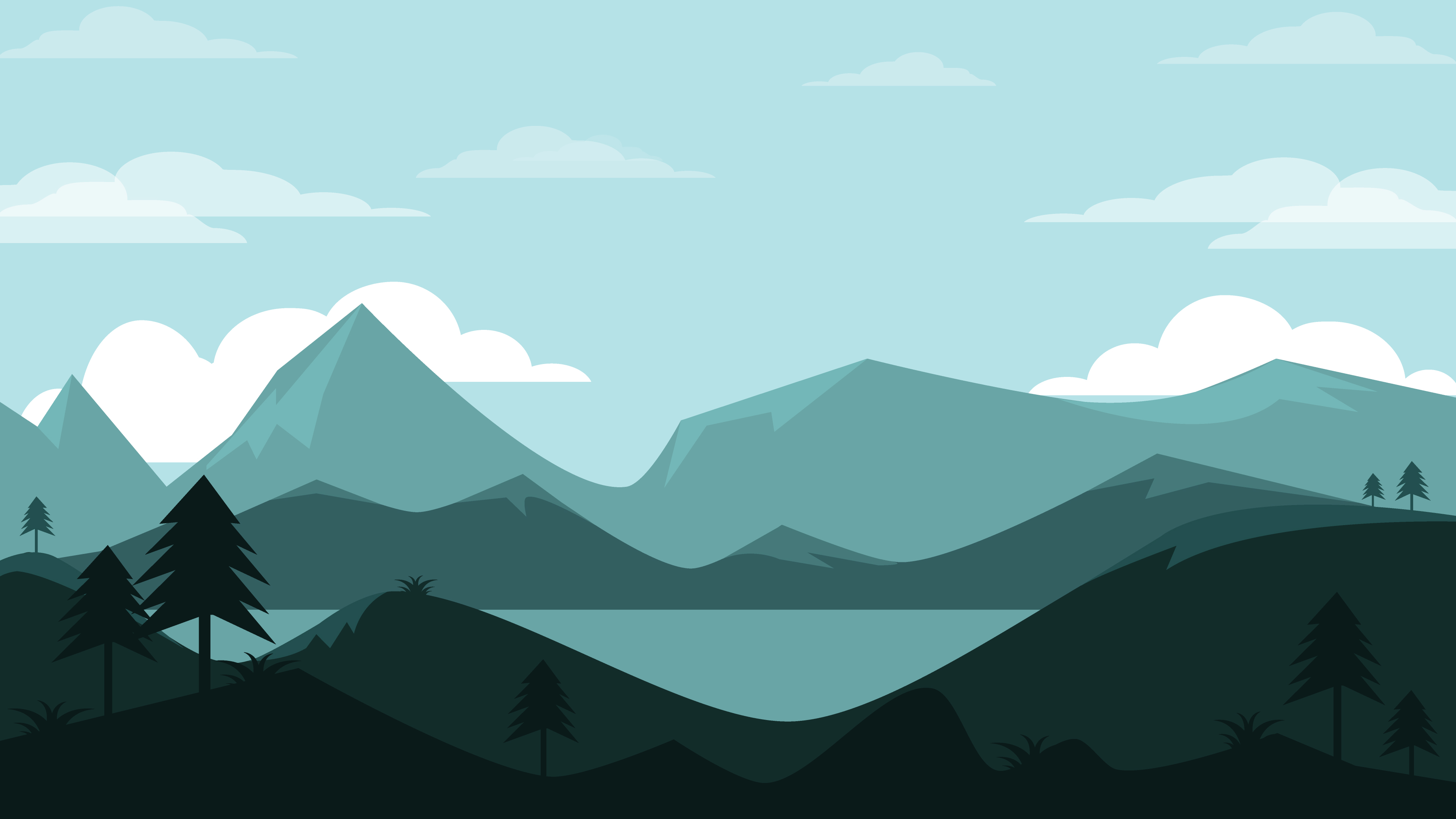 Mountains Landscape Minimal 4K