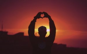 Sunset Love Heart Silhouette 4K
