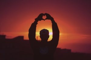 Sunset Love Heart Silhouette 4K Wallpapers