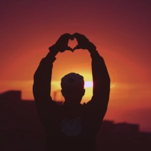 Sunset Love Heart Silhouette 4K Wallpapers
