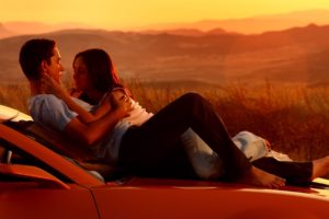 Couple Romance Car Sunset Kissing Hugging