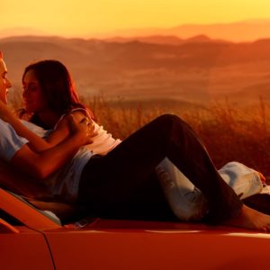 Couple Romance Car Sunset Kissing Hugging Wallpapers