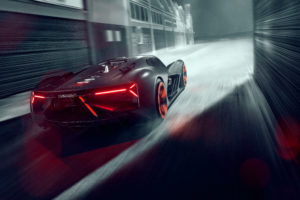 Lamborghini Terzo Millennio Rear view 5K