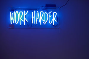Work Harder Neon Sign 4K Wallpapers
