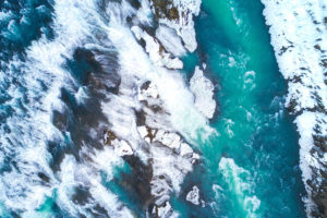 Gullfoss waterfall Aerial view 4K Wallpapers
