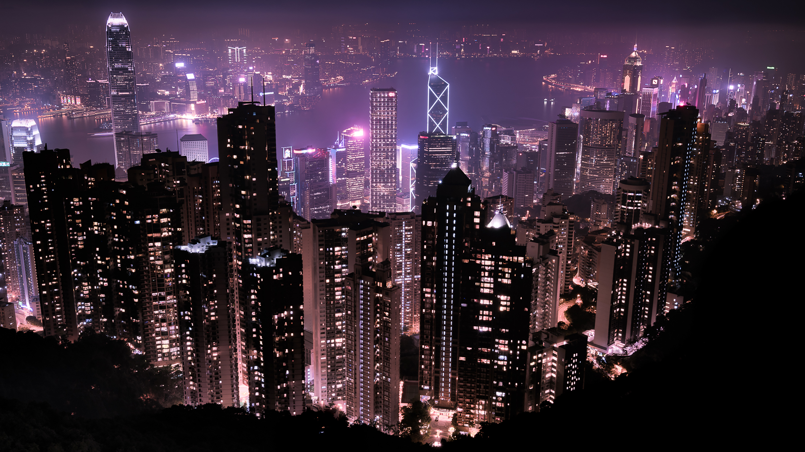 Hong Kong Skyline at Night Wallpapers