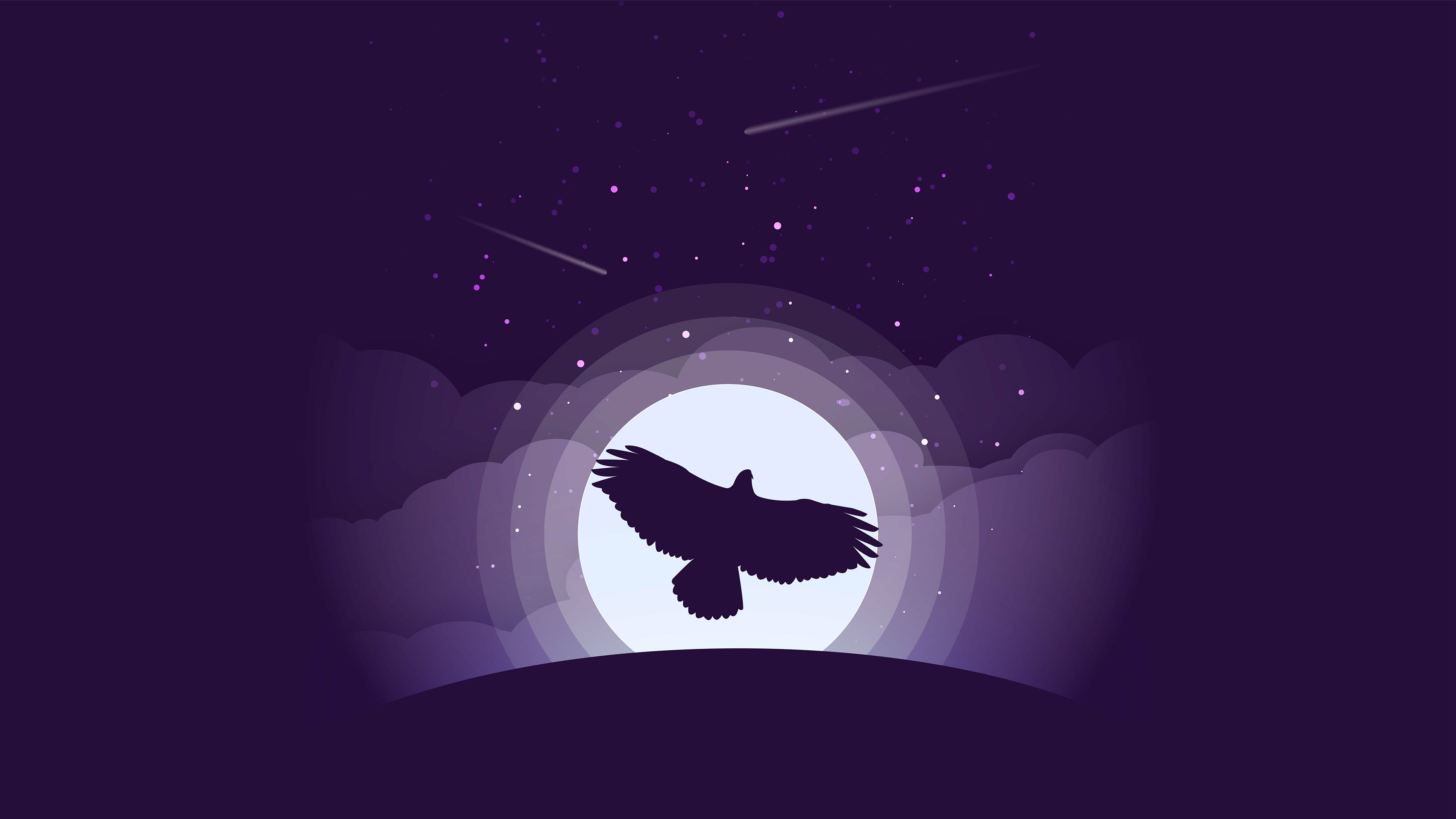 Purple Eagle Moon Minimal 4K