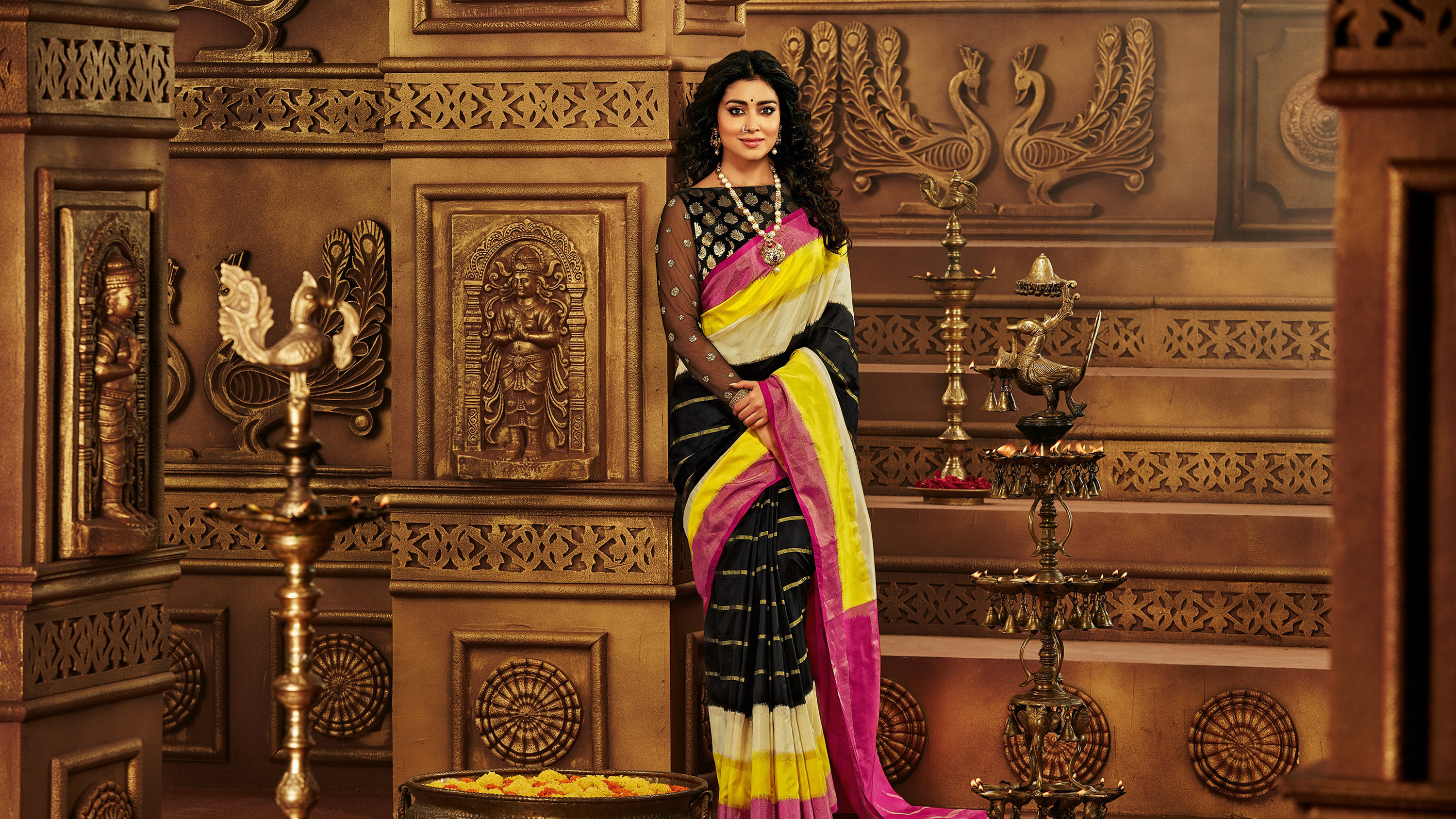 Actress Shriya Saran in Saree Wallpapers