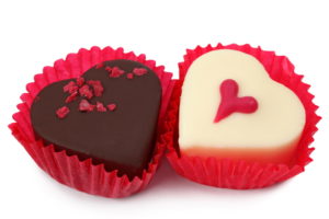 Two heart shape chocolates