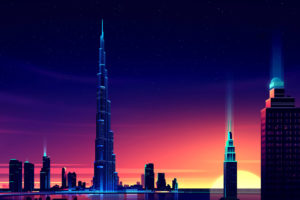 Dubai Neon Cityscape Wallpapers