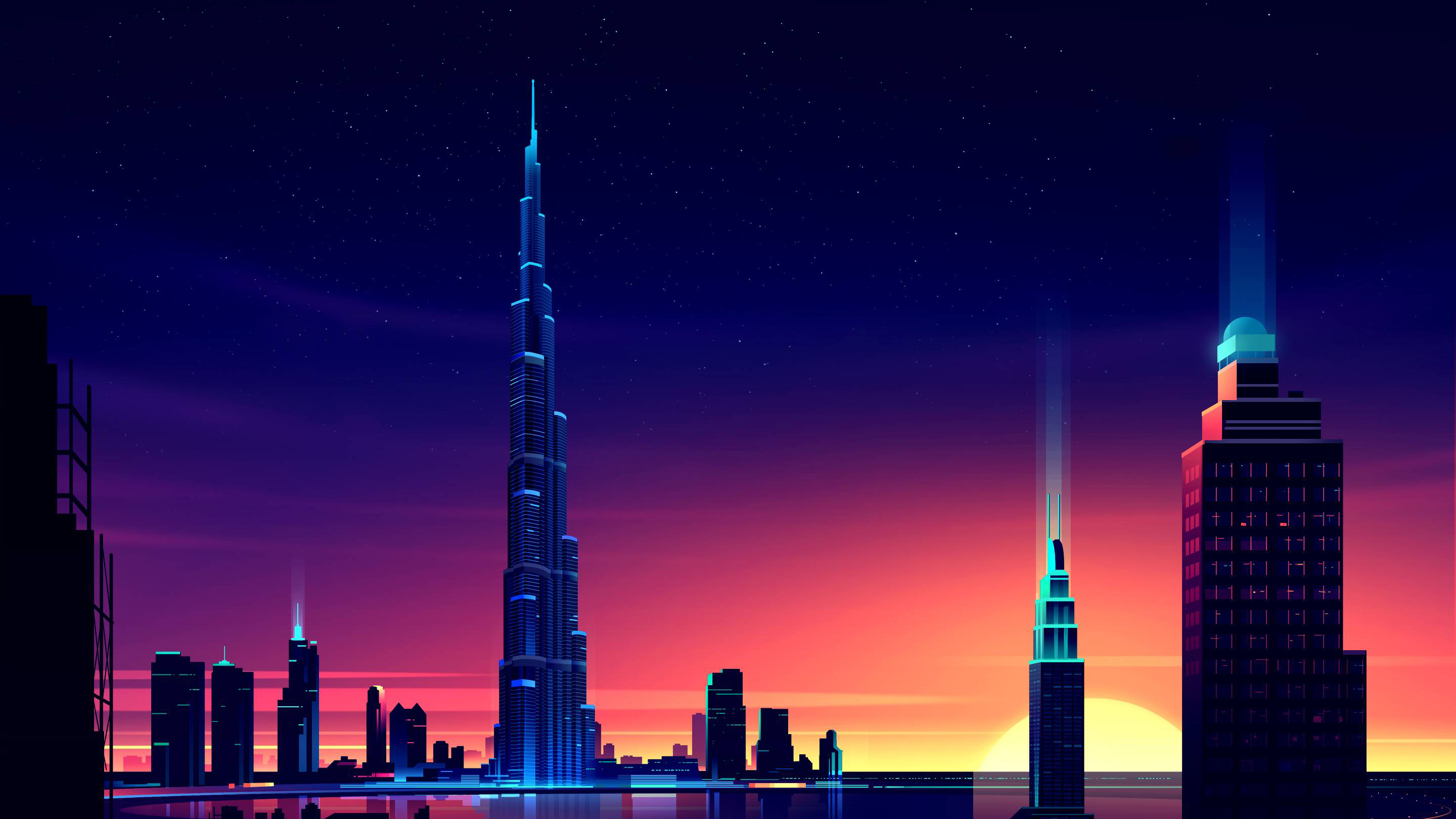 Dubai Neon Cityscape Wallpapers