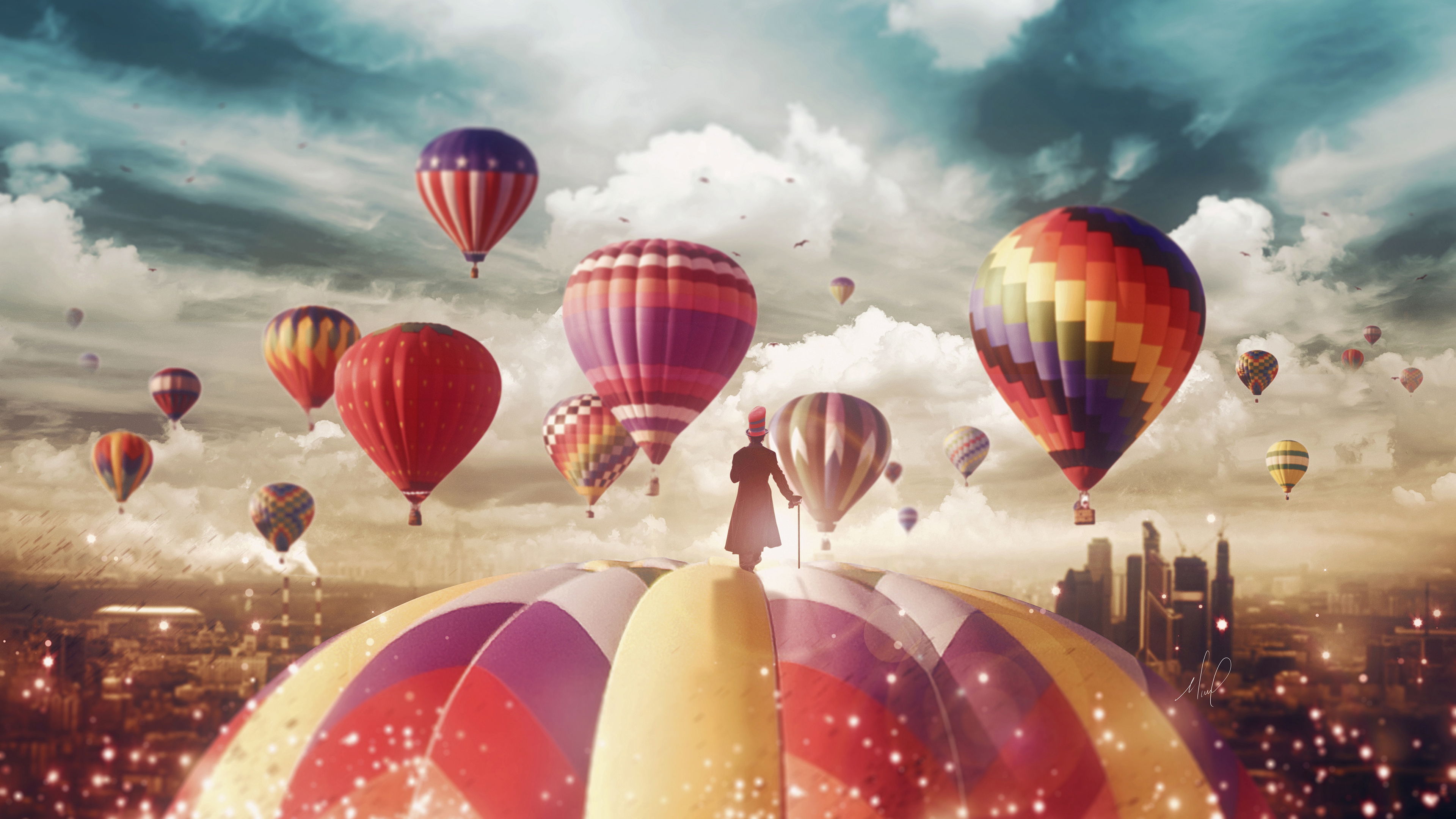 Hot air balloons Magician 4K Wallpapers