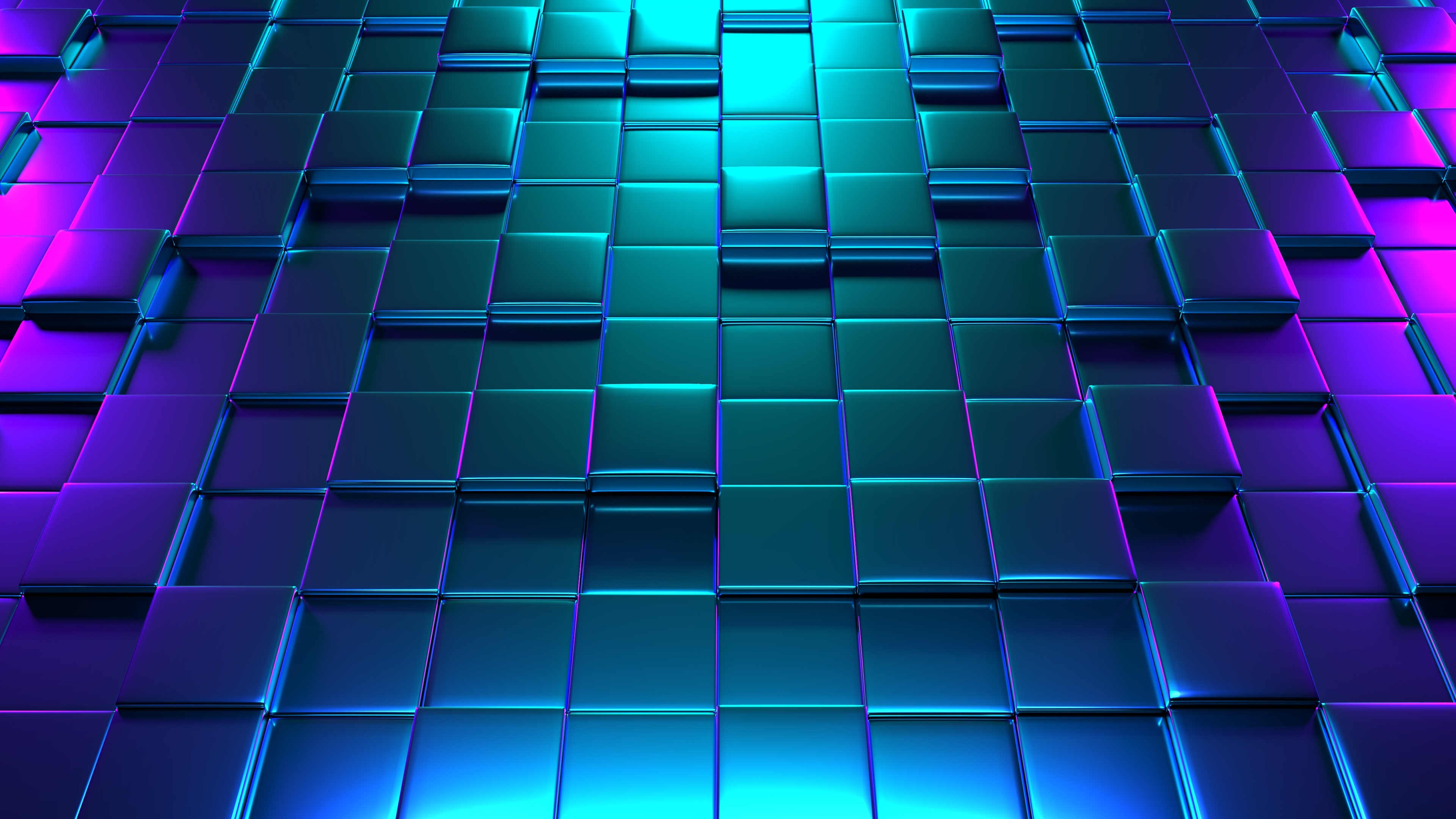 Neon 3D Cubes 4K