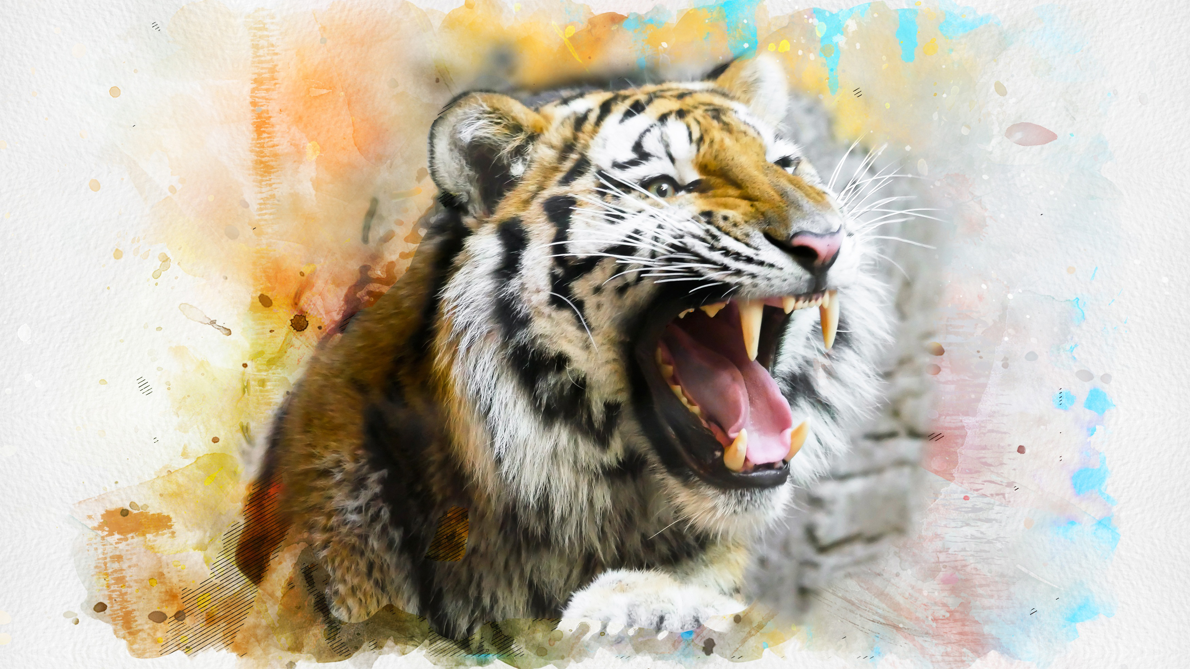 Tiger Splash Art 4K