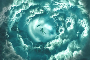 Flying Girl Clouds Dream Wallpapers
