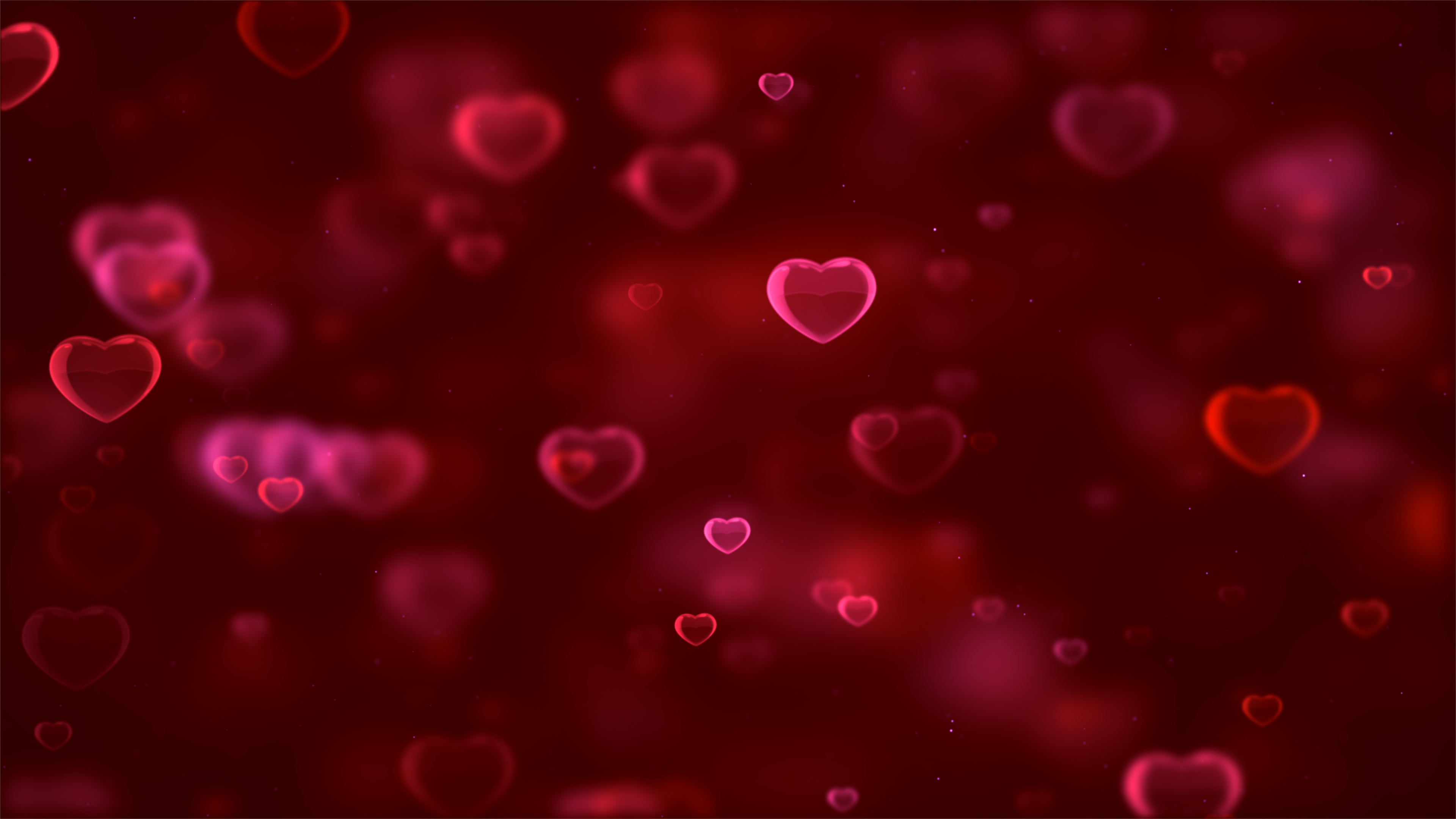 Love Hearts Red Background 4K