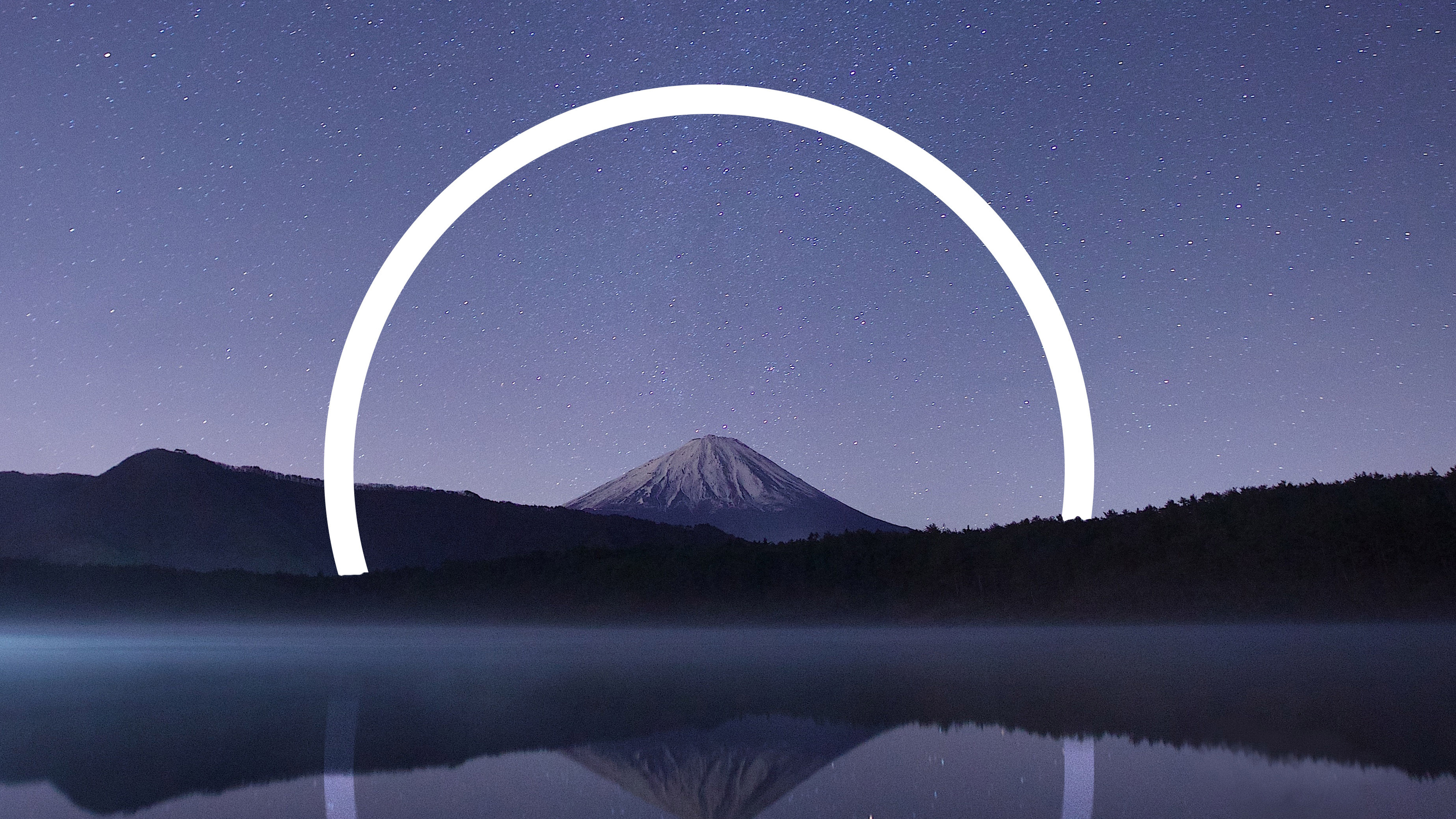 Mount Fuji Geometric Landscape 4K Wallpapers