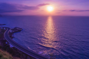 Purple Sunset Reflection 4K