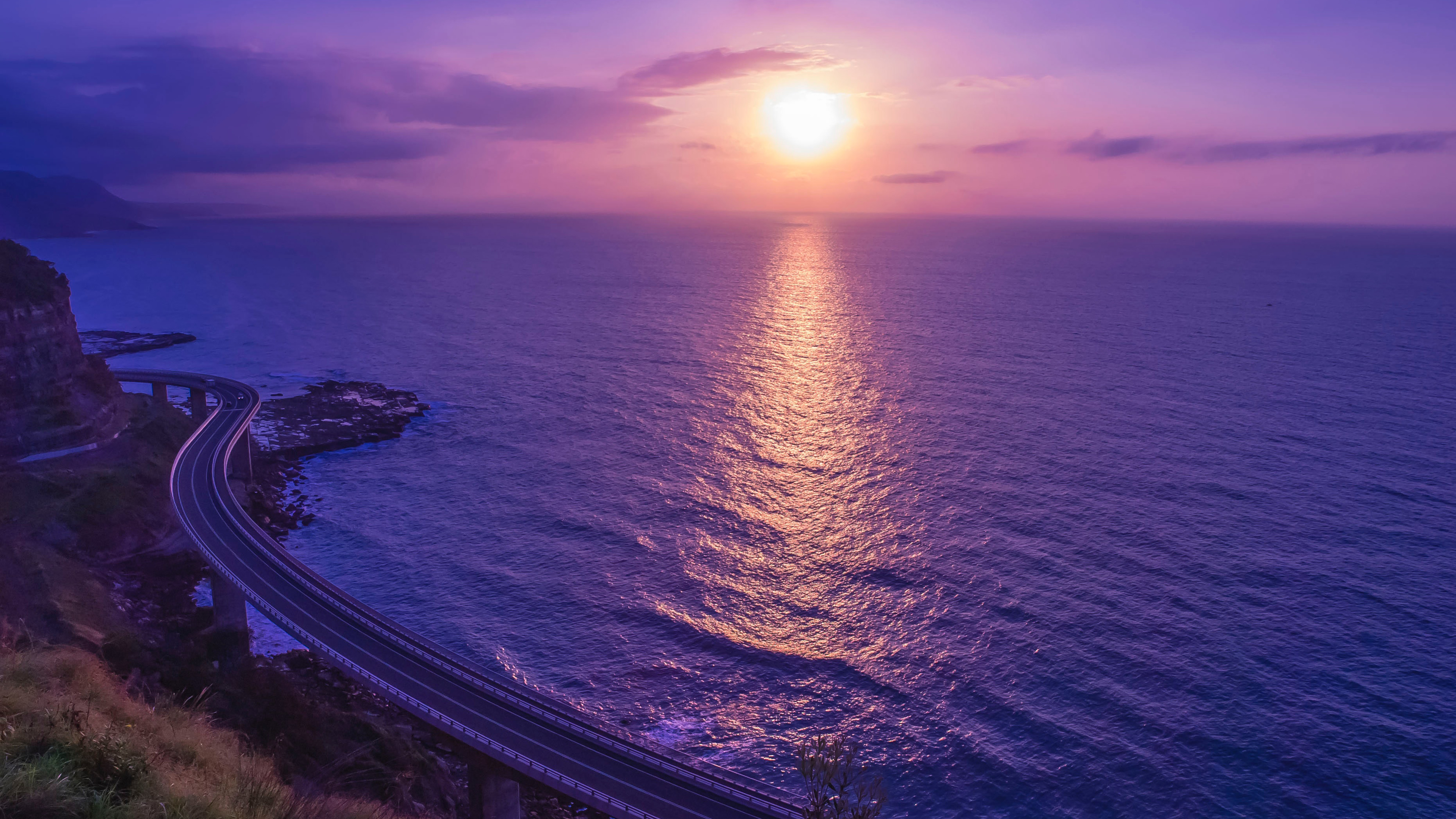 Purple Sunset Reflection 4K