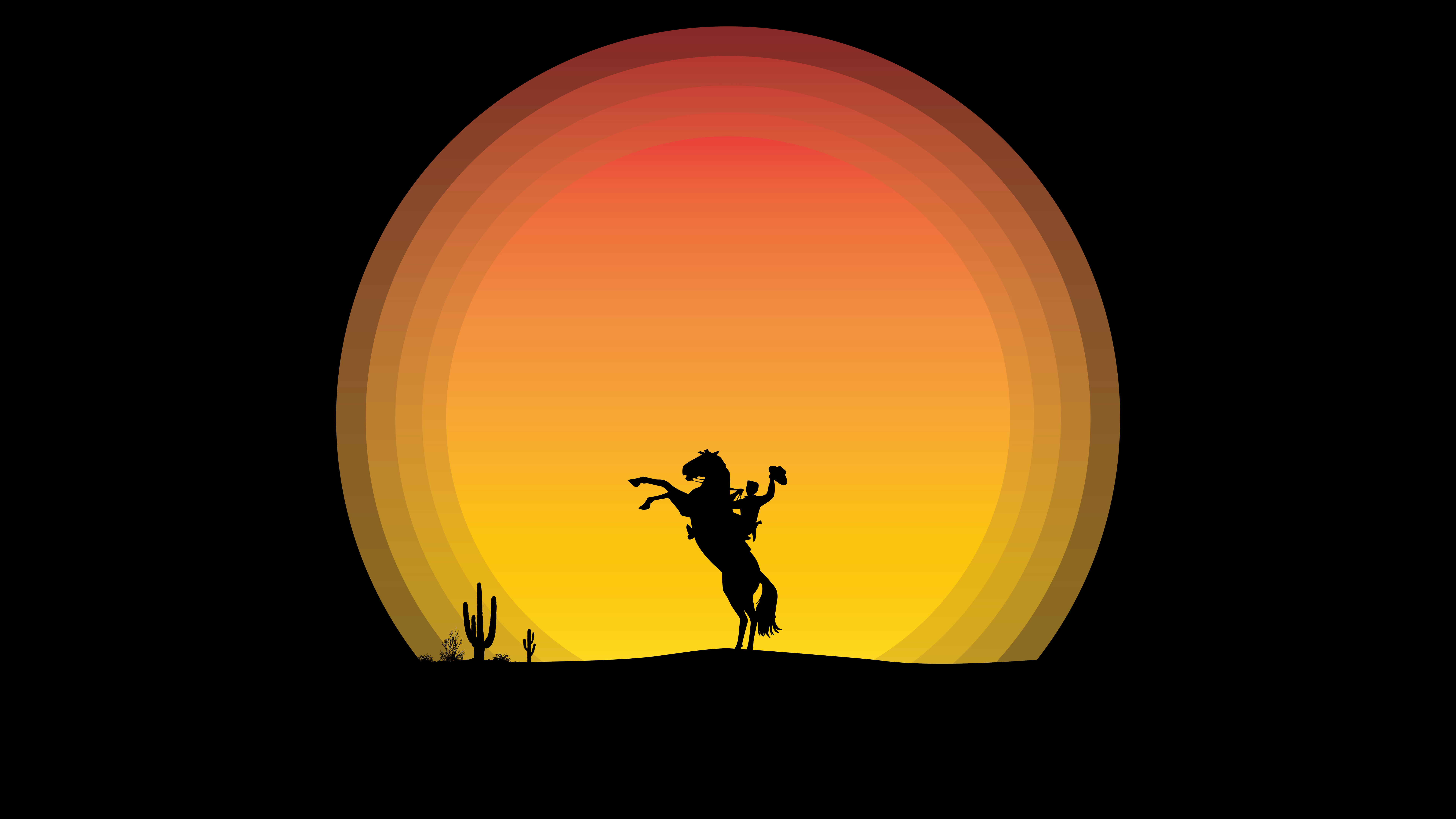 Horse Rider Silhouette 4K 8K Wallpapers
